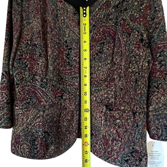 NWT Alex Evenings Paisley Jacket Full Zip PM Multicolor Paisley Metallic Lined - Picture 12 of 14